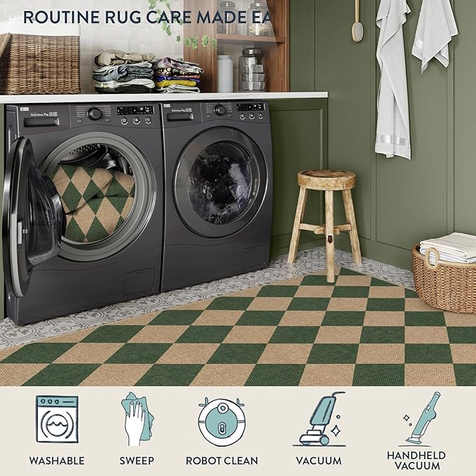 Lahome Colette Checkered Washable Rugs 8x10, Easy Jute Rug - Image 5