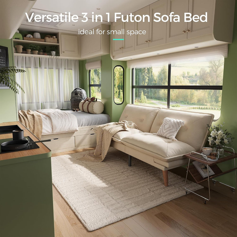 LINSY HOME Futon Sofa Bed, 70" Chenille Futon Couch with Adjustable Back...