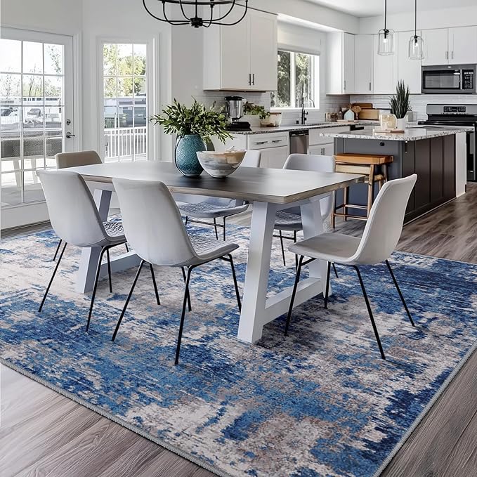 Washable Area Rugs Square 7ft Non-Slip Modern Abstract Soft - Image 7