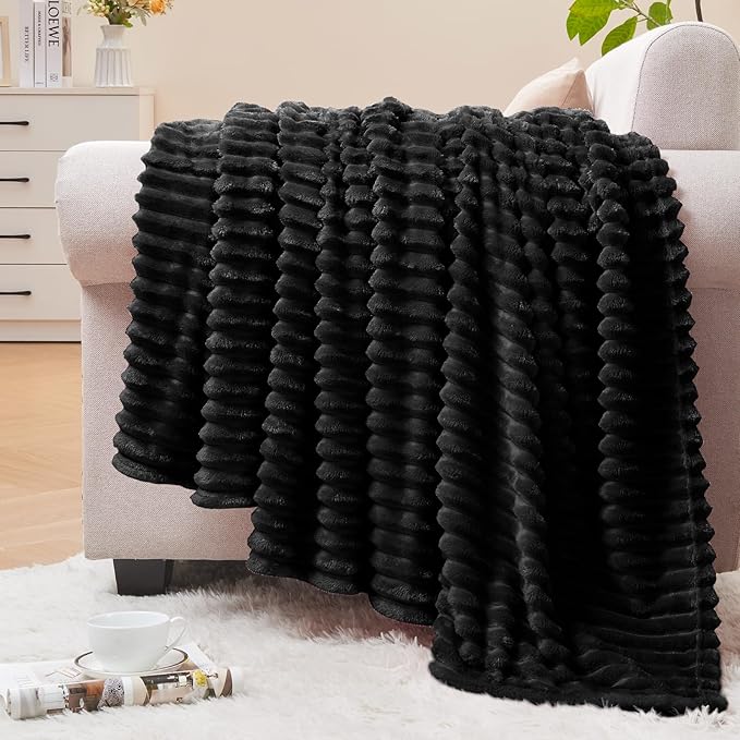 BEDELITE Fleece Blanket Twin Size – 3D Ribbed Jacquard Soft and Warm Decorative by BEDELITE