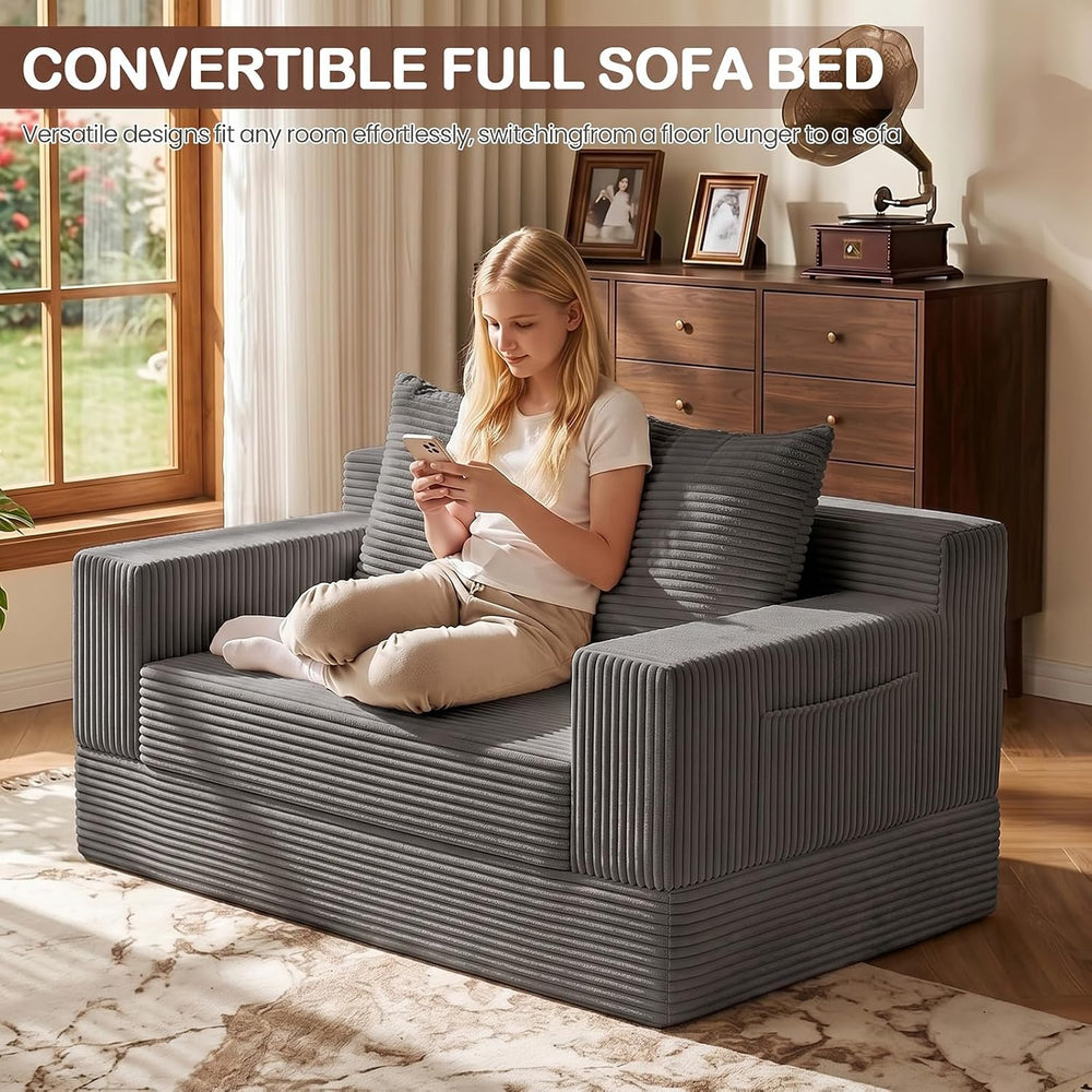 Boneless Loveseat Folding Sofa Bed, Foldable Floor Futon Sleeper Couch Bed - ...
