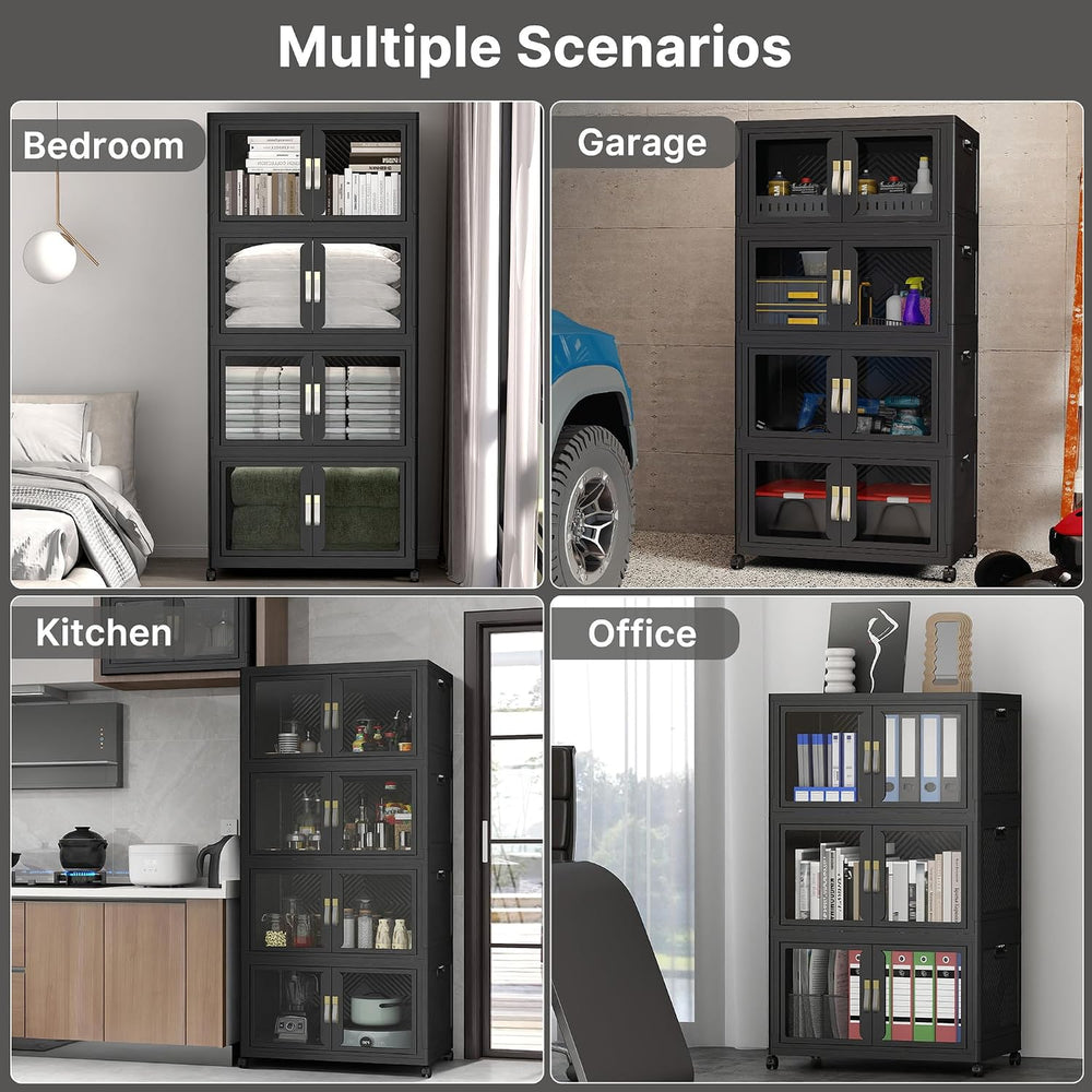 Stackable Storage Bins with Lids, 360QT Extra Large Storage Cabinet