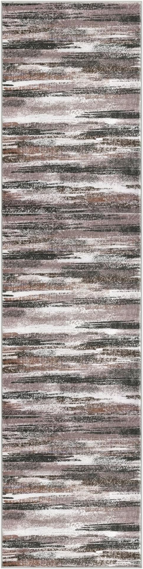 Lansny Modern Abstract Runner Rug 3x10, Dark Light Brown White Washable Kitchen - Image 8