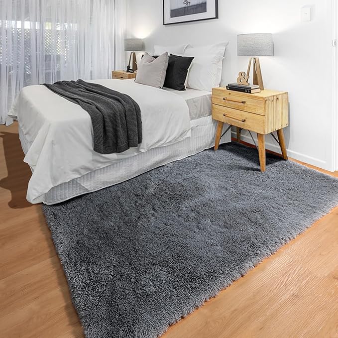 ONASAR Grey 3x5 Rugs for Bedroom, Fluffy Gray Bedside Area Rug, Ultra Soft - Image 7