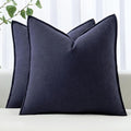 MIULEE Decorative Linen Euro Sham Pillow Covers 24x24 Navy ​Boho Farmhouse​ by MIULEE