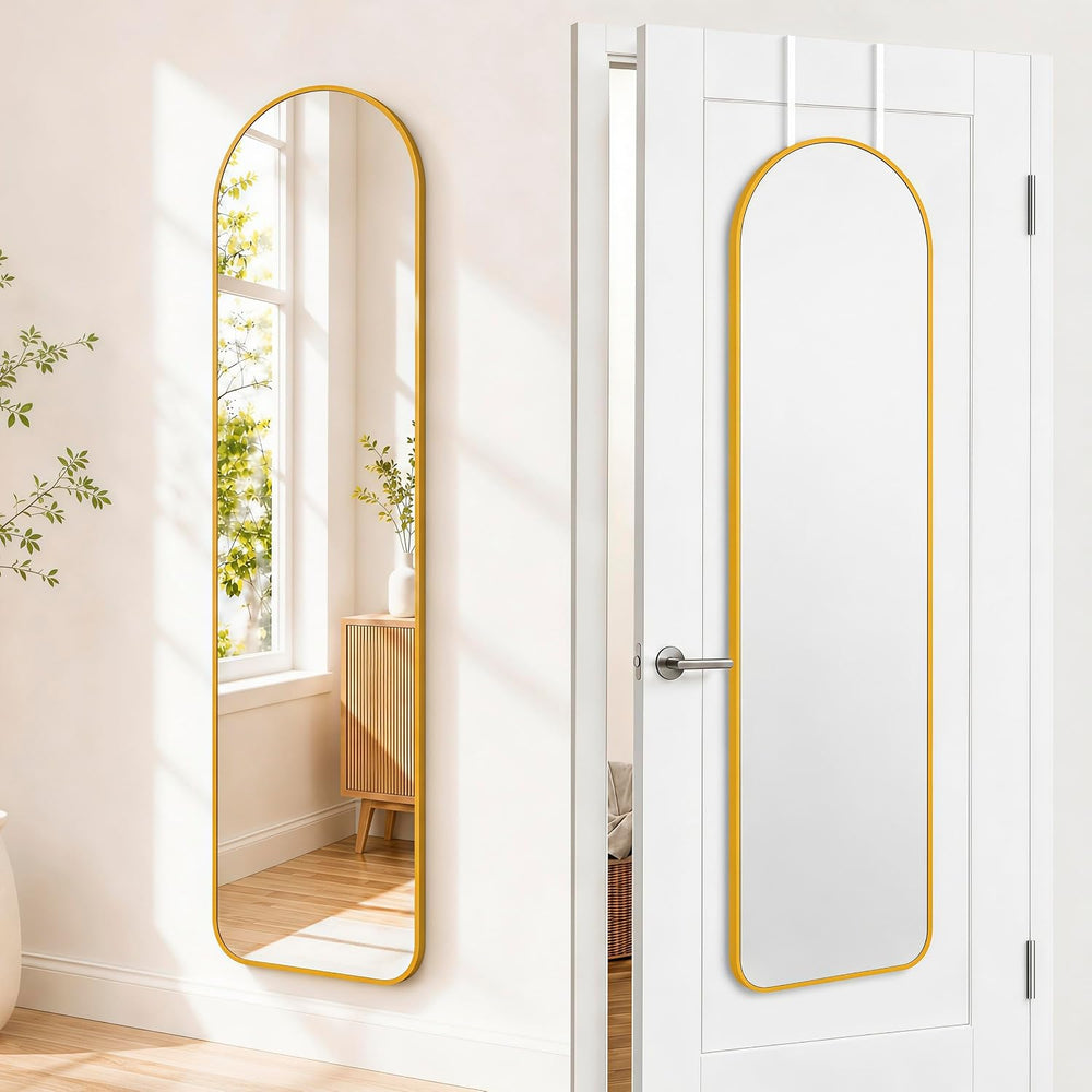 47x14" Full Length Mirror Over the Door Hang or Wall Mounted Gold