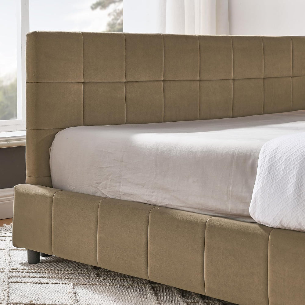 Yoglad Corner Bed Frame Full Size, Velvet Upholstered Daybed with A Backrest ...