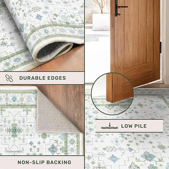 Hazo Haus Blue and Green Washable Rugs 3x6 - Image 5