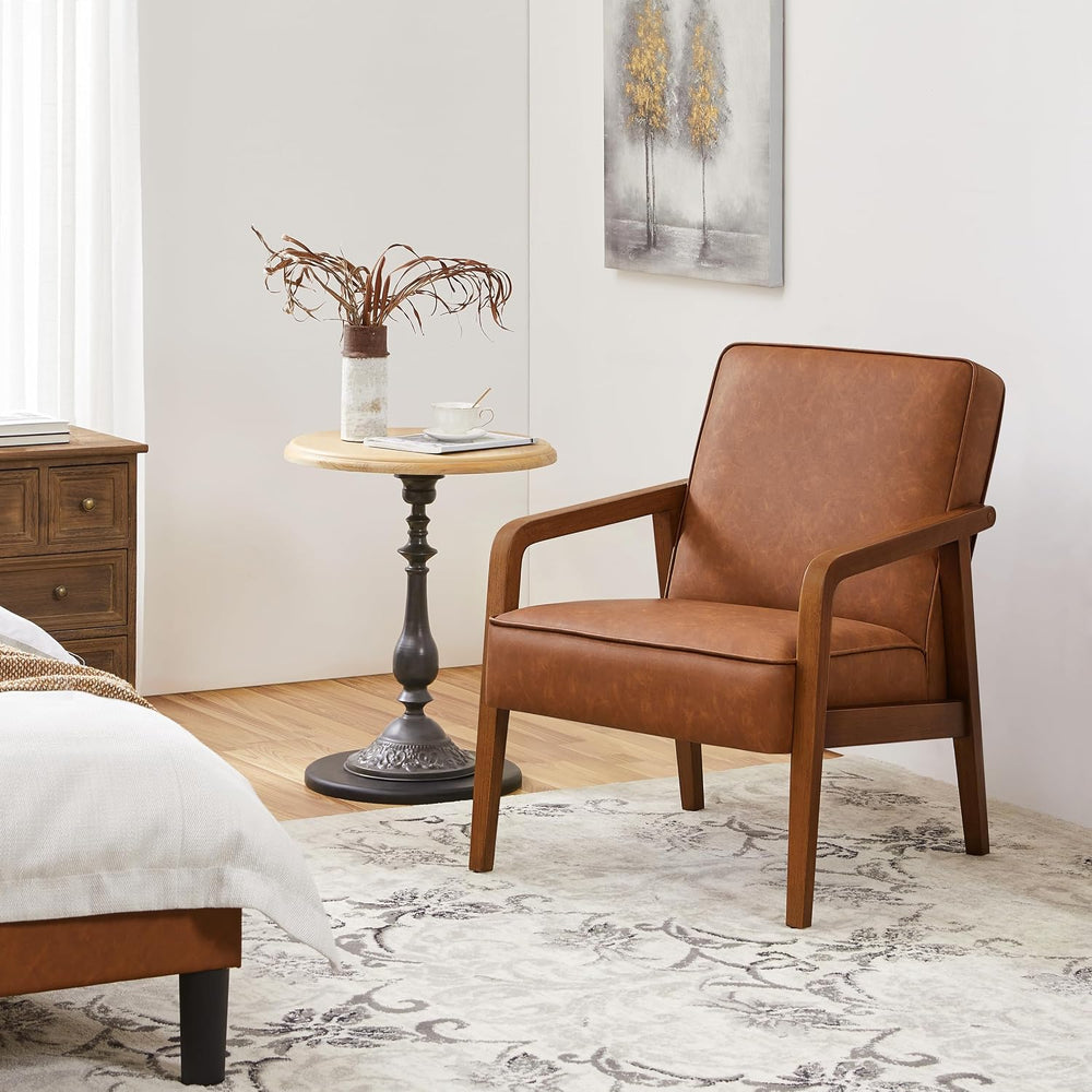 Yaheetech Accent Chair, Mid-Century Modern, Light Brown