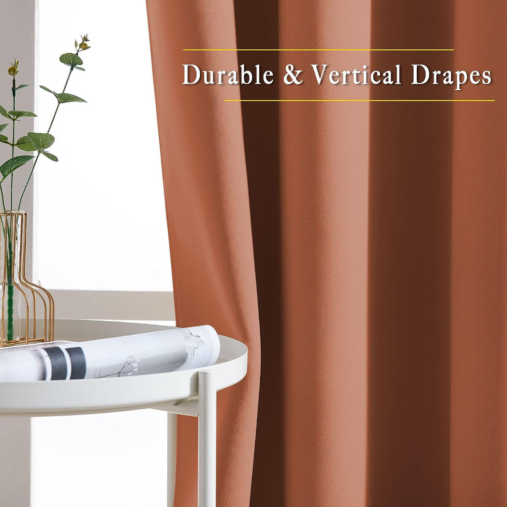 NICETOWN Burnt Orange Curtains for Windows 84 Inch Long, 2 Panels, W52xL84
