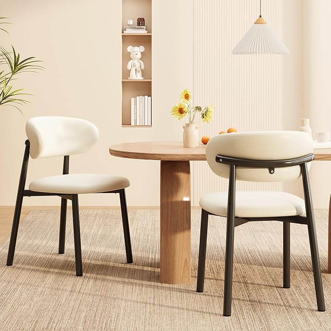 Kitchen Dining Chairs Set of 6 Modern Upholstered Leather Farmhouse Dining Ro...