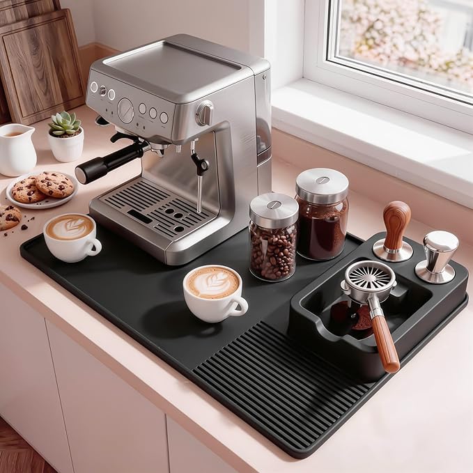 Silicone Coffee Mat and Espresso Tamping Mat, Detachable Espresso Coffee Bar