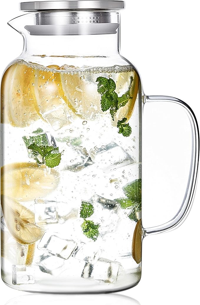 Hannadepot Glass Pitcher, 1 Gallon/3.8L Glass Water Pitcher by Hannadepot