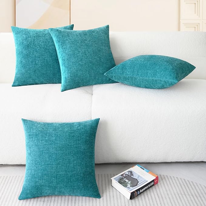 CaliTime Throw Pillow Covers Decorative 18 X 18 Inches Pack of 4 Cozy Chenille - Image 6