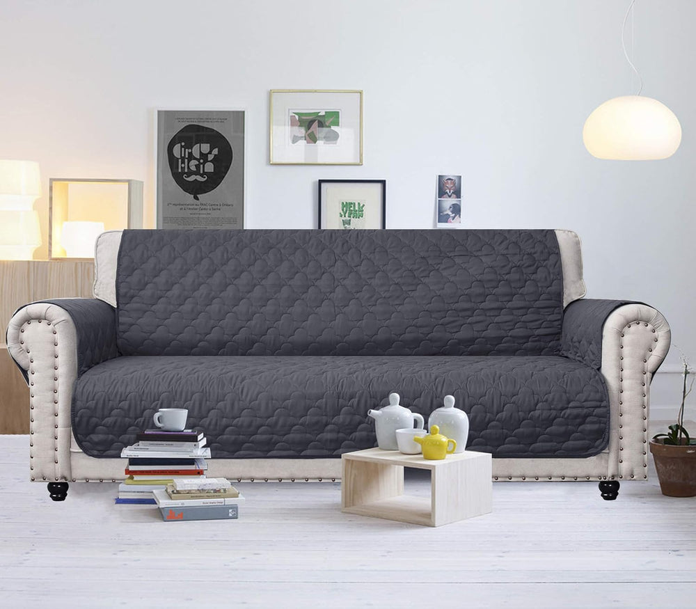 CHHKON Dark Grey Sofa Cover for Dog with Side Pockets 100% Waterproof Quilted...