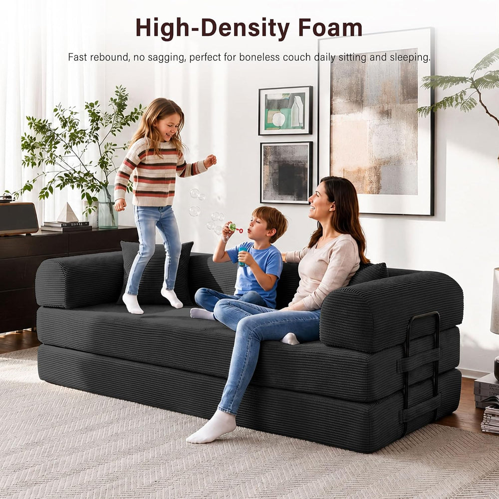 79" Convertible Sofa Bed, Boneless Sleeper Futon Couch for Living Room