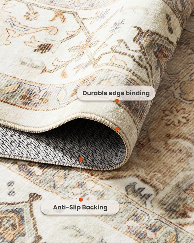 AMADA HOMEFURNISHING Round 4ft Area Rugs, Low-Profile Washable Rug - Image 6