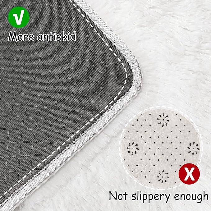 Runner Rug for Bedroom White 2x8ft Fluffy Area Rug Bedside Runner Rug for Kids - Image 3