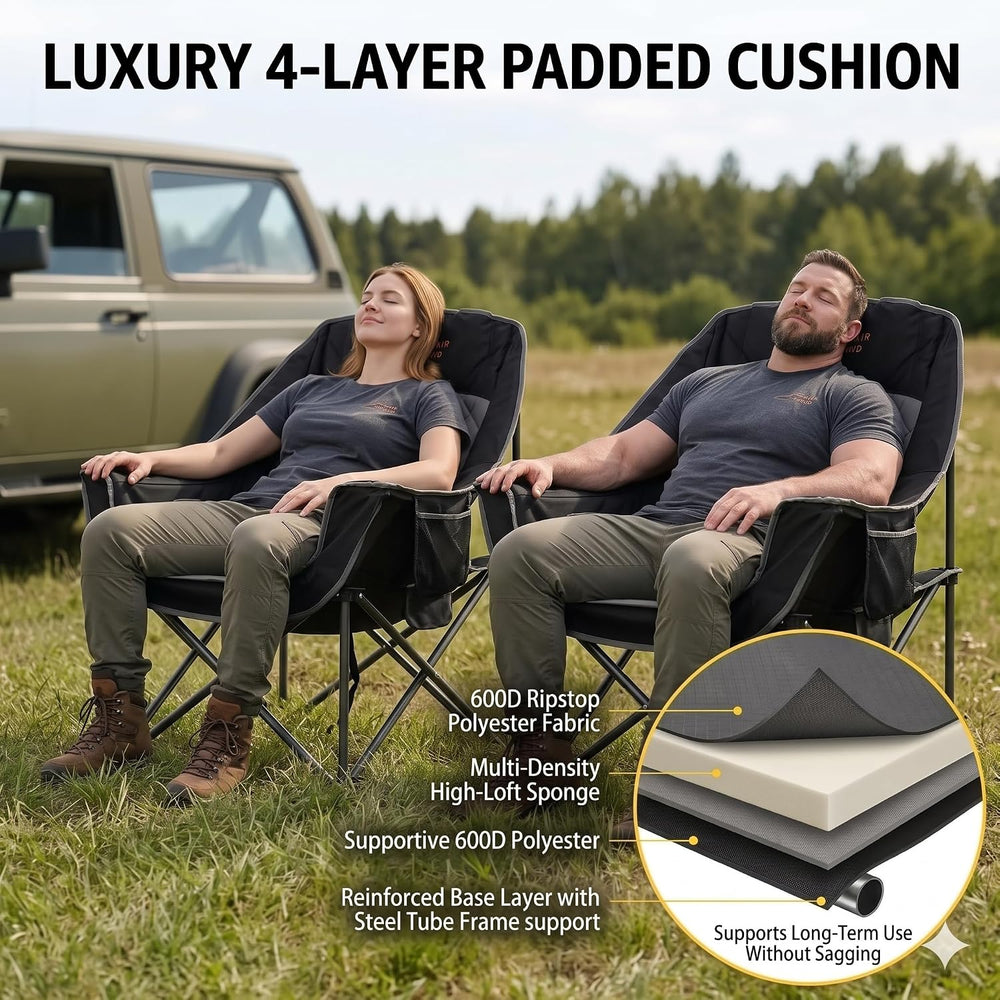 FAIR WIND 2 Pack XL Oversized Padded Camping Chair Heavy Duty for Adults