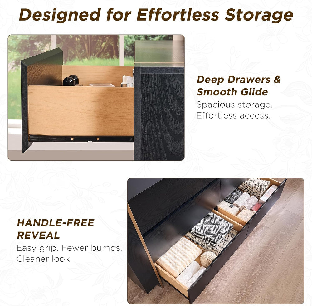 OKD 60" Modern 6 Drawer Dresser for Bedroom, 20" Depth for More Sto...