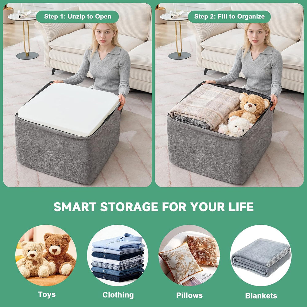 23.6'' Square Pouf Boneless Ottoman Foot Rest with High-Rebound Solid...