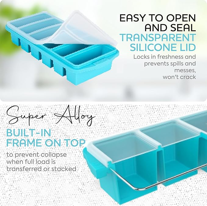Silicone Freezer Tray With Lid-Soup Freezer Container molds-Large Ice Cube Tray - Image 4