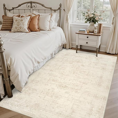5x7 Area Rugs for Living Room: Vintage Boho Neutral Washable Rug Indoor Soft - Image 2