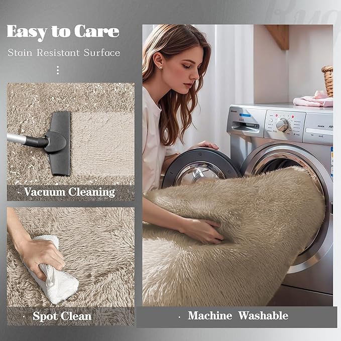 8x10 Area Rugs for Living Room: Fluffy Shag Soft Washable Rug Large Fuzzy Plush - Image 3