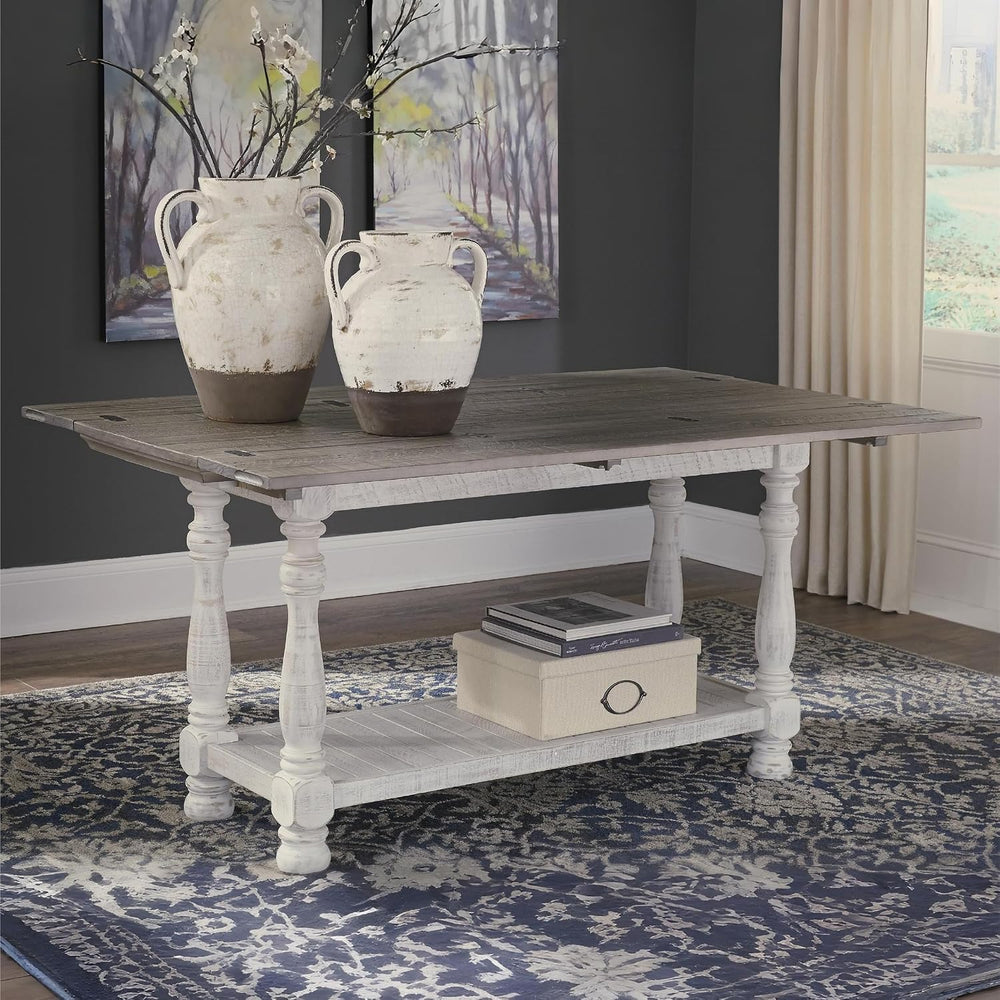 Signature Design by Ashley 1-Piece Farmhouse Sofa Table, Flip Top