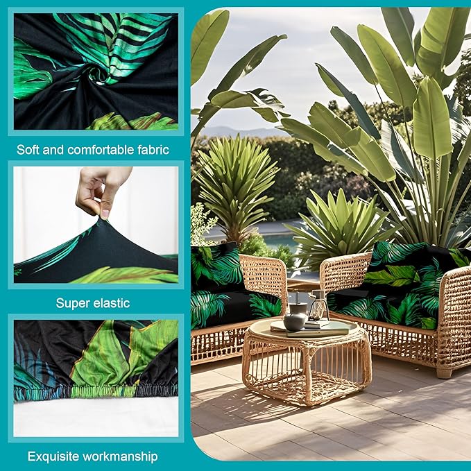 14 Pcs Stretch Patio Cushion Covers, Outdoor Couch Covers Replacement, Outdoor - Image 3