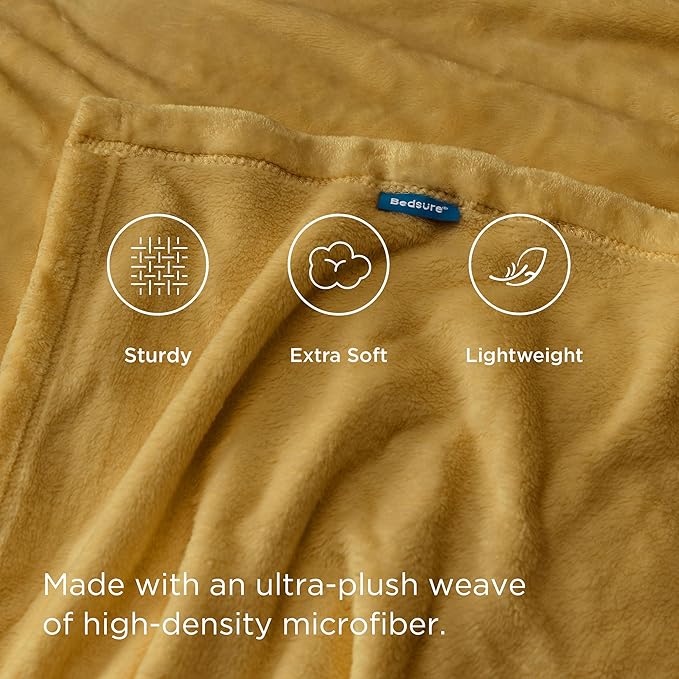 Bedsure GentleSoft Fleece Throw XL Blanket Yellow - Image 4