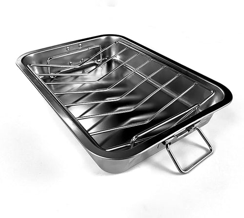 16" Premium Stainless Steel Roaster Pan Set by VBOYL