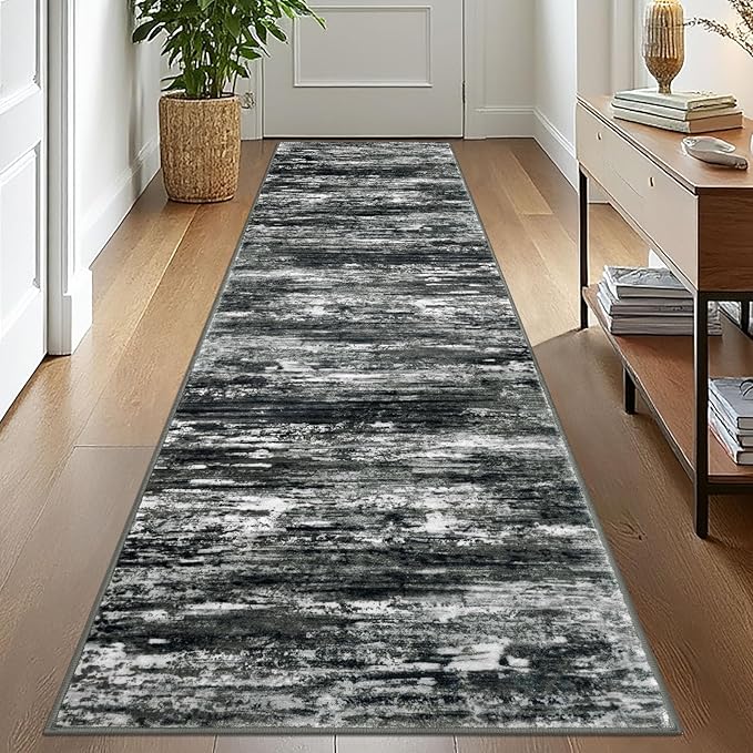 KOZYFLY Modern Abstract Washable Rug Runner 2.6x10 Hallway Rug Runner Non-Slip by KOZYFLY