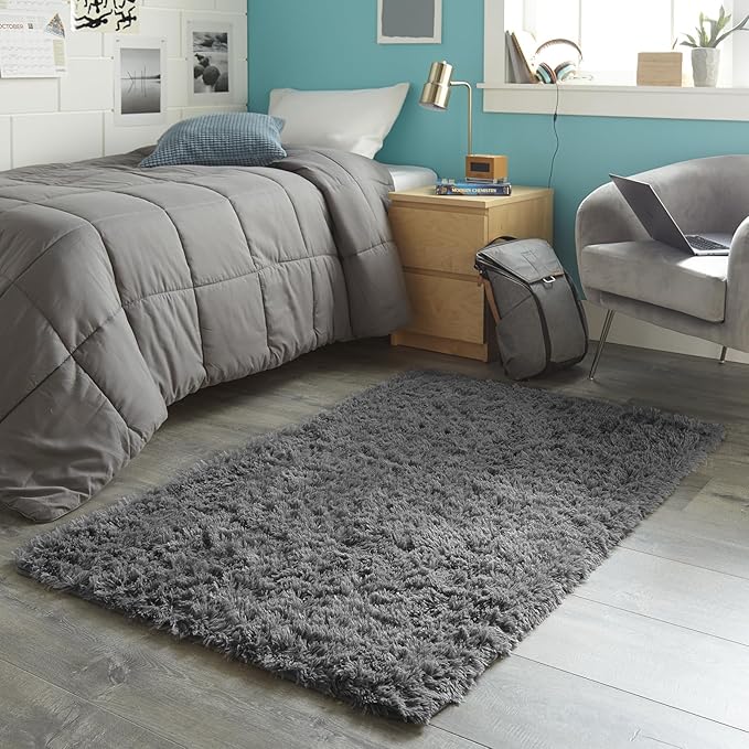 Ophanie 3x5 Rug, Dorm Bedside Preppy Area Rug, College Essentials Non Slip Grey - Image 5