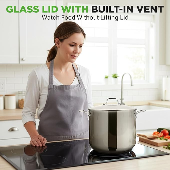 NutriChef 12 Quart Stainless Steel Stock Pot