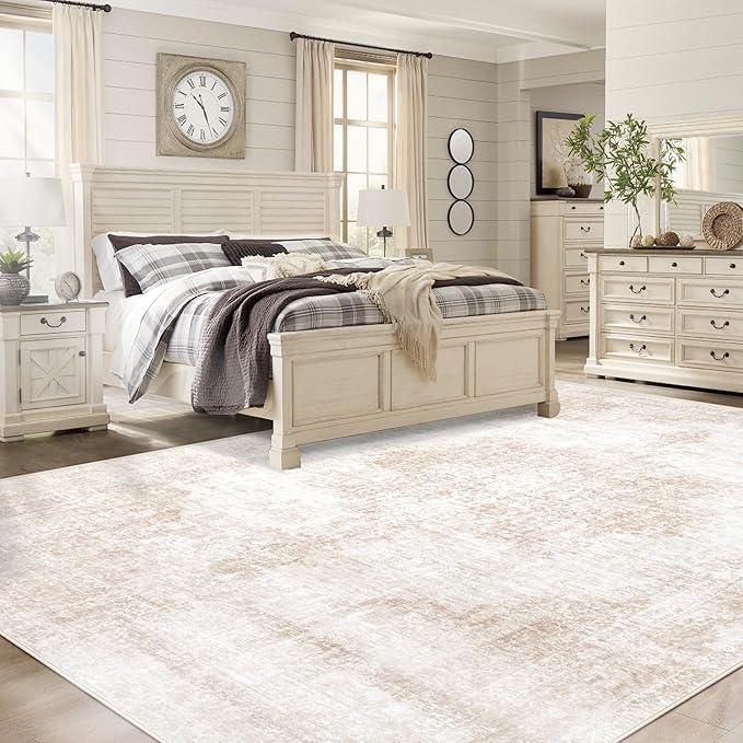 Area Rugs 8x10 Vintage Rug: Large Washable Living Room Rug Retro Medallion - Image 3