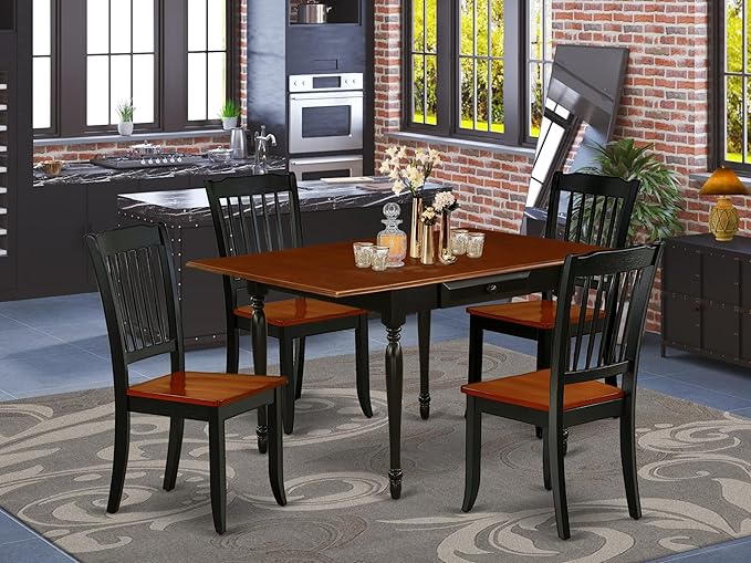 East West Furniture MZDA5-BCH-W 5 Piece Dining Room Furniture Set Includes a ...