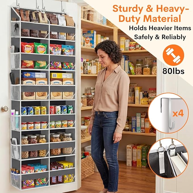 2 Pack Over The Door Organizer 6 Tiers, Extra Large Behind Door Storage of 12 - Image 3