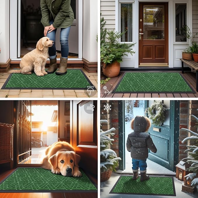 Smiry Front Door Mat Outside Entrance, Heavy Duty Sturdy Natural Rubber Doormat - Image 7
