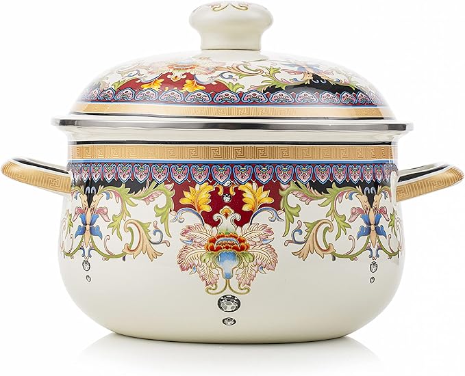 Retro Flower Enamel Stockpot by OLYTARU