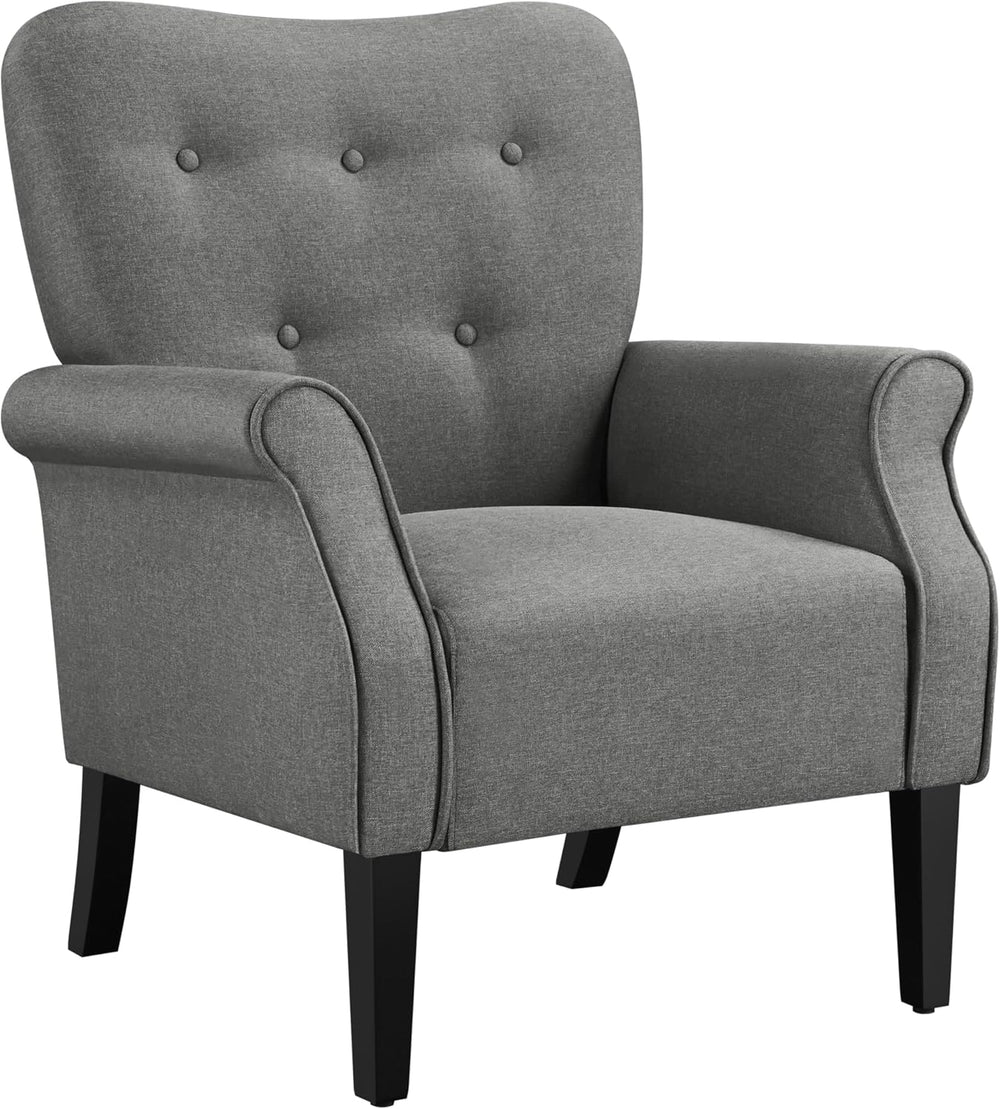 Yaheetech High Back Accent Chair with Rolled Arms for Bedroom, Dark Gray