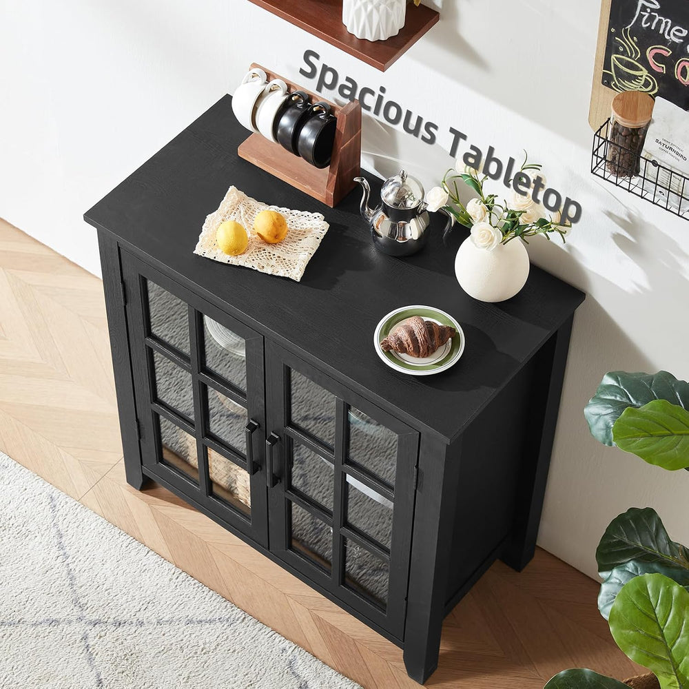 Joaxswe Large Sideboard Buffet Cabinet with Storage, 32" Black Farmhouse...