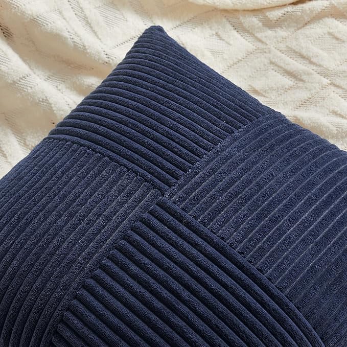 Fancy Homi 2 Packs Navy Blue Lumbar Decorative Throw Pillow Covers 16x32 Inch - Image 4