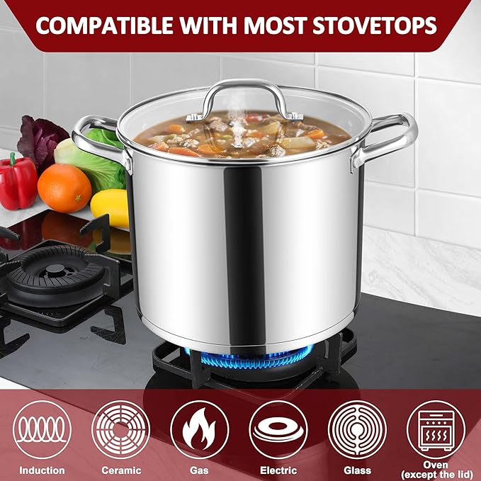 Herogo 12-Quart 18/10 Stainless Steel Stock Pot - Image 4