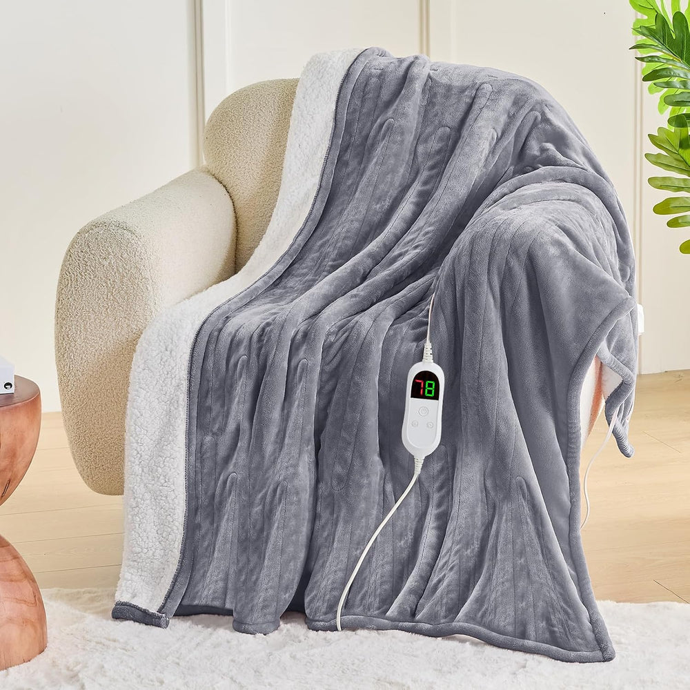 Heated Blanket Electric Throw 50"X60", Heating Blanket with 10 Heat...