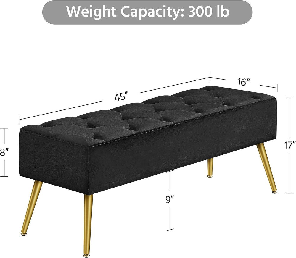 Topeakmart 45in Boucle Ottoman Bench End of Bed for Bedroom, Black