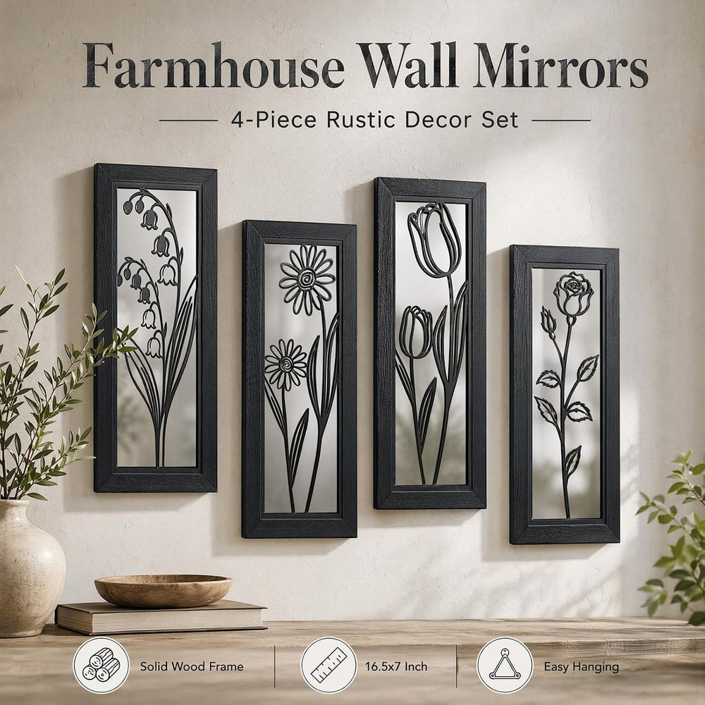 4 Set Farmhouse Mirrors for Wall Decor Living Room Bedroom Bathroom Entryway ...