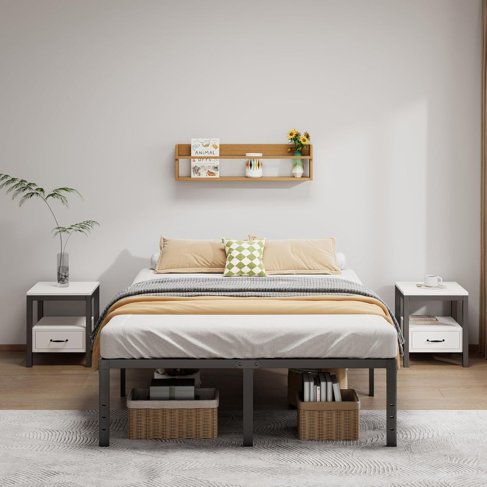 Metal Bed Frame Full Size 18 Inch Platform Bed Frames with Underbed Storage