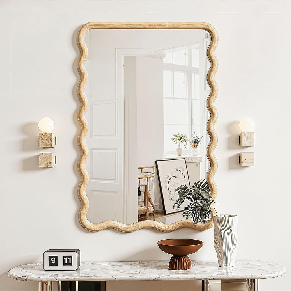 Wavy Mirror for Wall, 30"x20" Bathroom Vanity Mirror