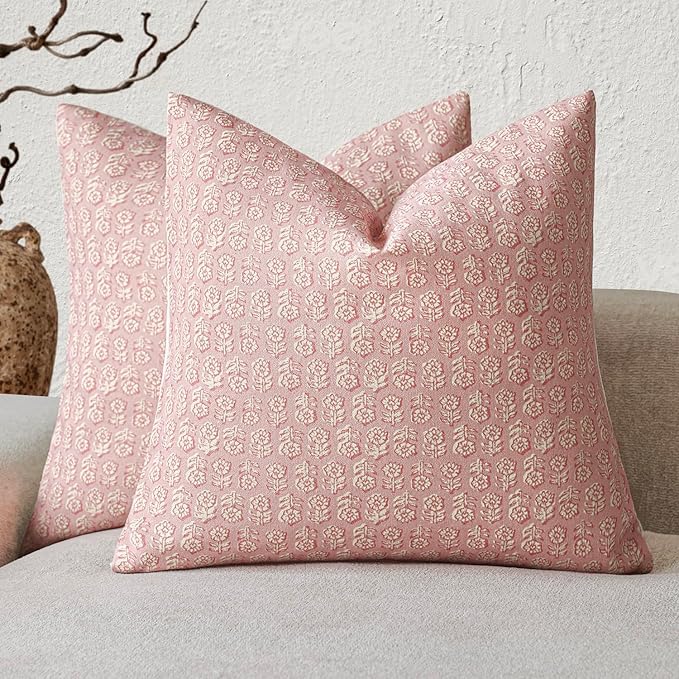 Foindtower Set of 2 Decorative Vintage Floral Print Throw Pillow Covers Neutral by Foindtower